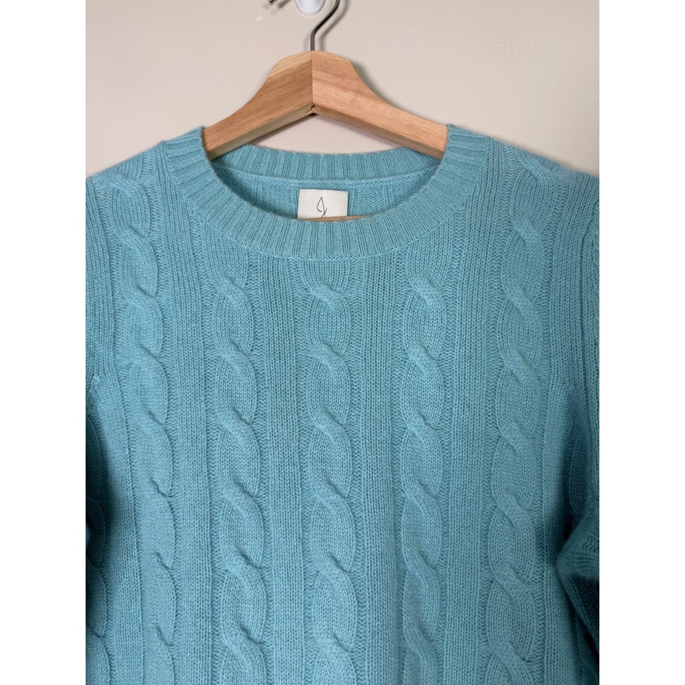 Joie Womens Light Blue 100% Cashmere Cable Knit Crew Neck Sweater Size Small NEW - Picture 4 of 7